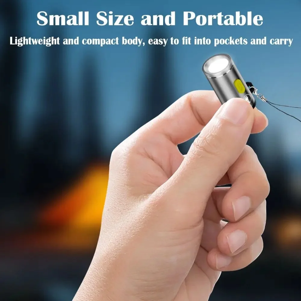Key Chain 2.5cm USB Type C Plug LED Mini Flashlight LED Light Torches For Phone Power Banks Camping Hiking Travel Powered By Typ