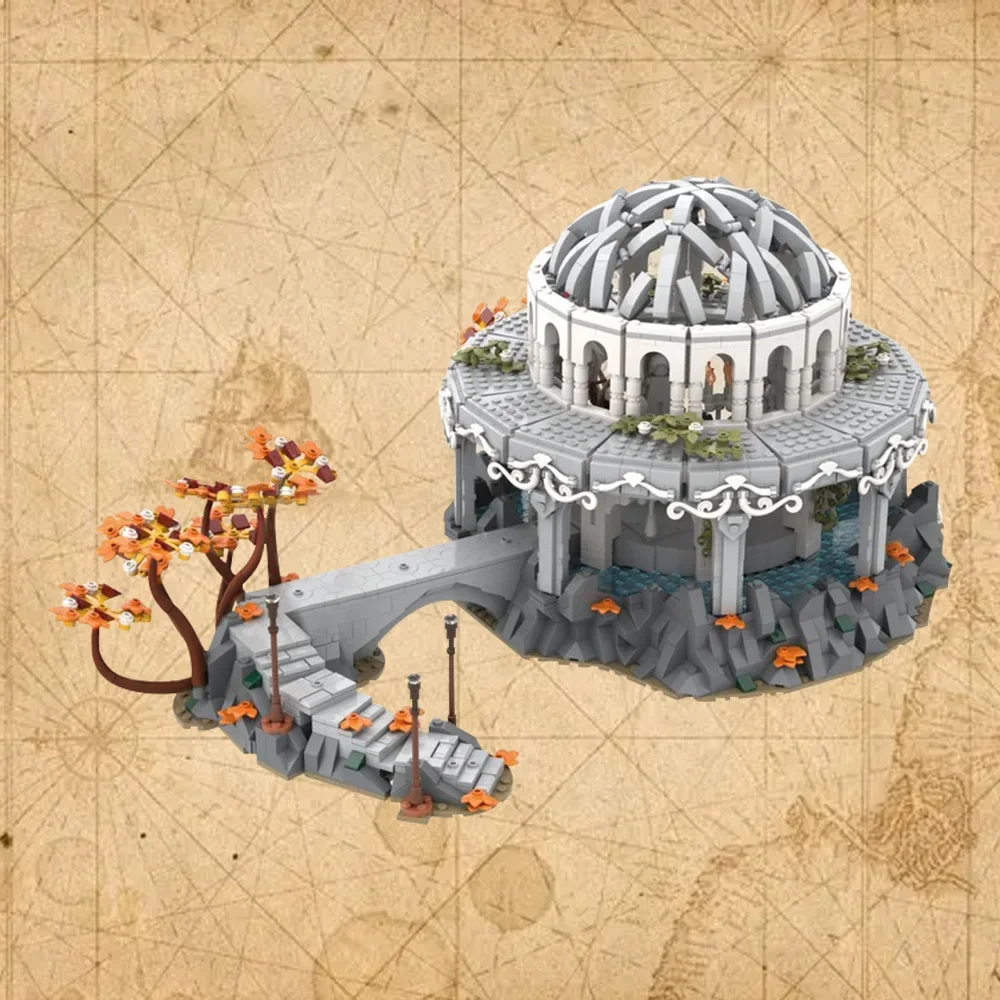 

MOC New Movie Rings Palace The White Council Castle Building Block Elf Gray Robe Wizard Wise Council Architecture Brick Toy Gift