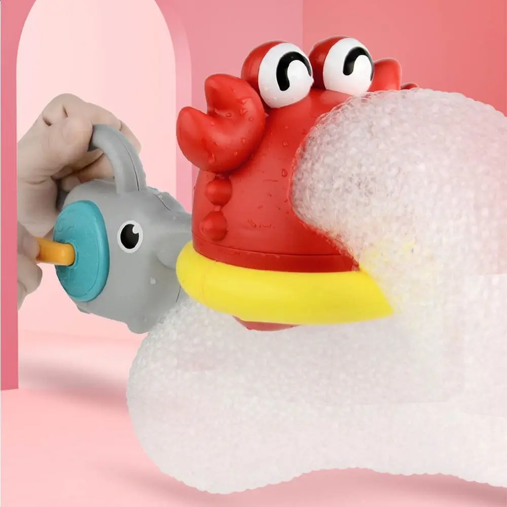 Máquina sopradora de bolhas interativa fofa, caranguejo de desenho animado, máquina de sabão para crianças, tubarão, brinquedos de banho de plástico para crianças