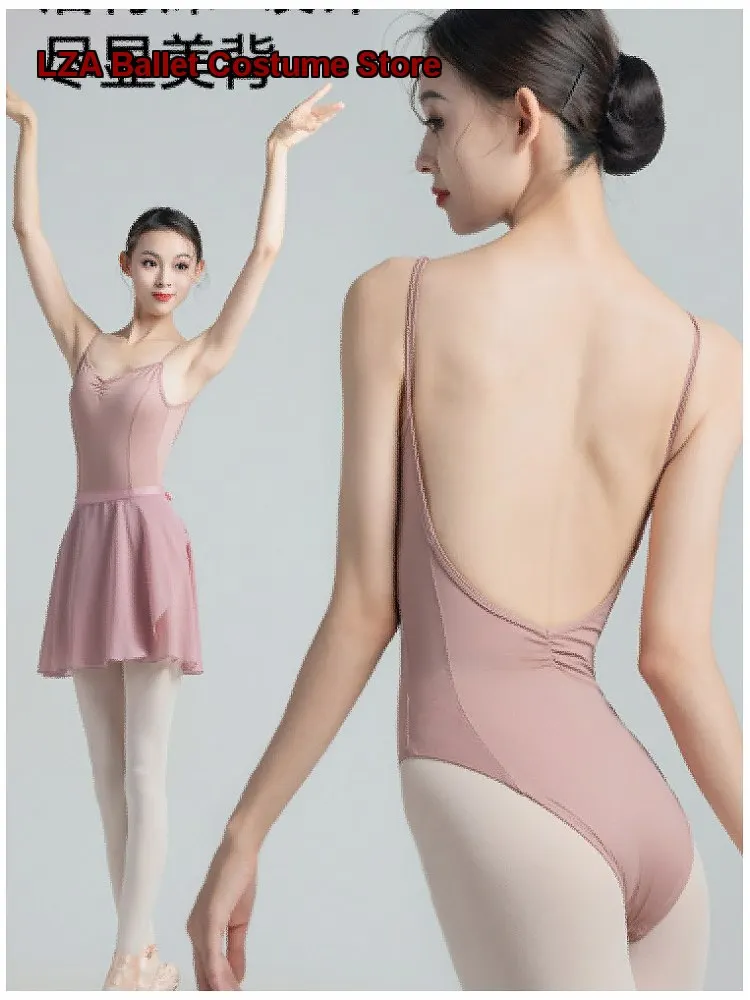 Women's Adult Ballet Leotard Art Exam Body Suit Spaghetti Strap One-Piece Dance Dress Body Suit Basic Training Gymnastics