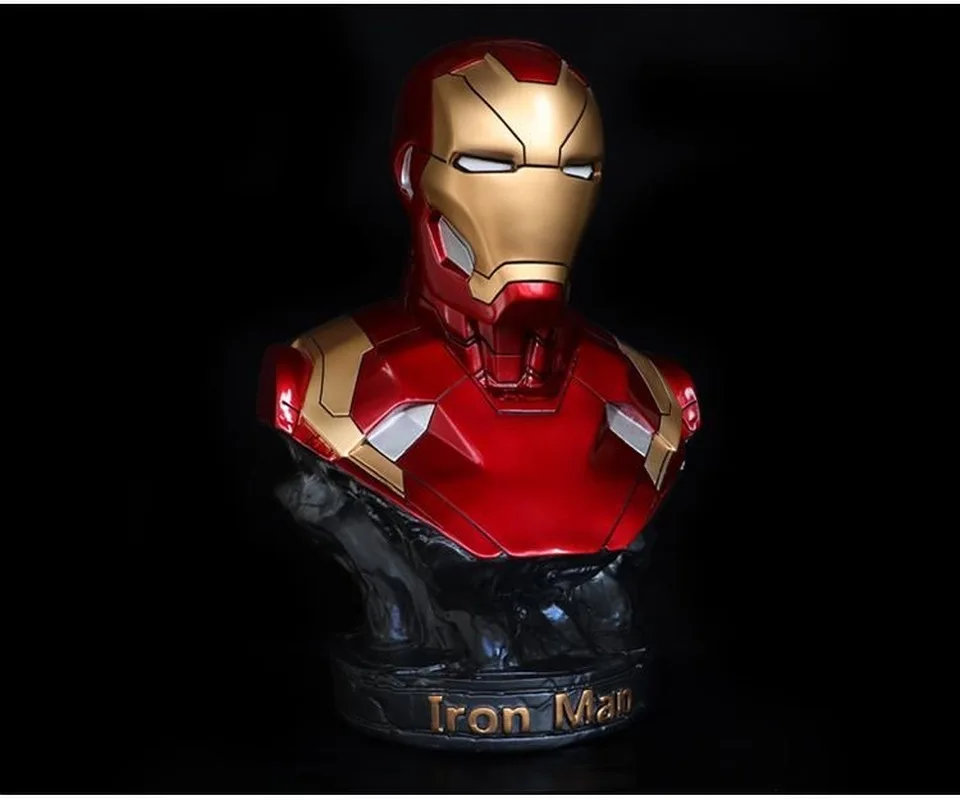 34cm Iron Man Large Figure Half-size Statue Busts Desktop Ornaments Home Decor Toys Model Figure Statue Model Collection Toys