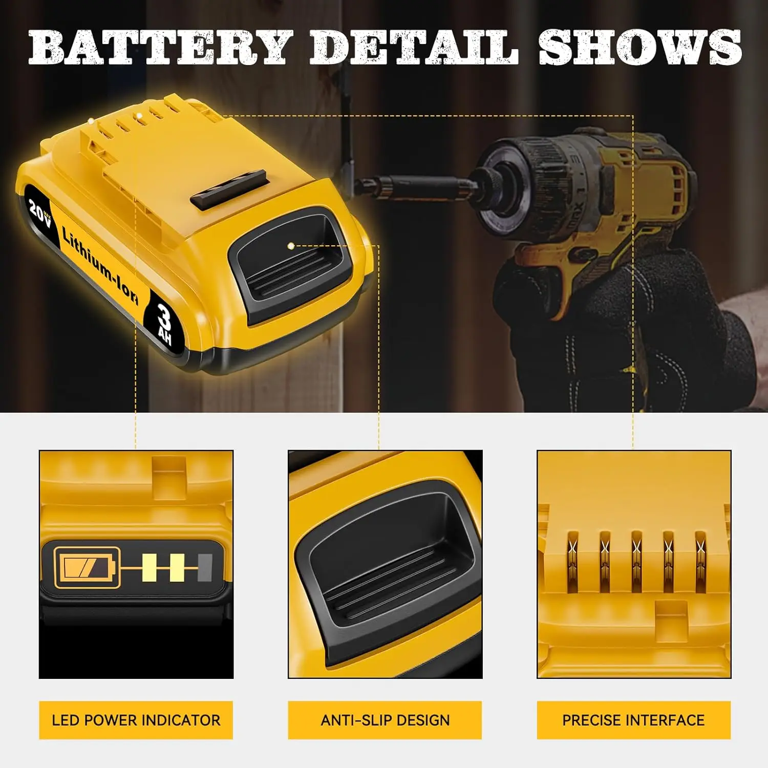 Bravebull 7500mAh 대용량 20V 충전식 리튬 이온 배터리 Dewalt 배터리 교체용 DCB206 DCB207 DCB204 DCB201