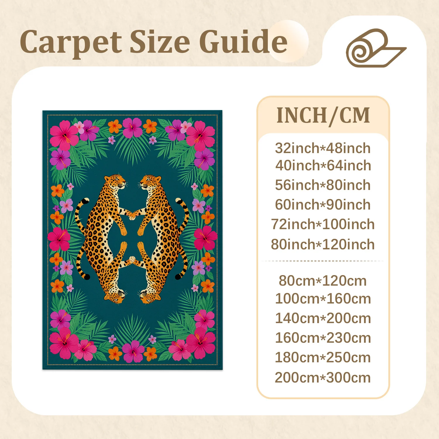 Two Leopards Tropical Hibiscus Floral Pattern Area Rug Soft Velvet Machine Washable Floor Mat for Living Room Bedroom Entryway Decor Halloween Thanksgiving Christmas New Year Themed
