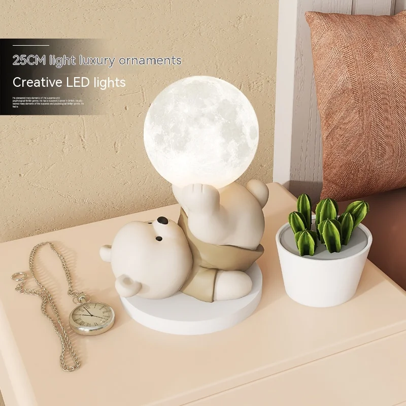 

Bear Home Desktop Decorations Cartoon Animal Mini Sculpture Bedroom Bedside Night Light TV Cabinet Decor Light Birthday Gift