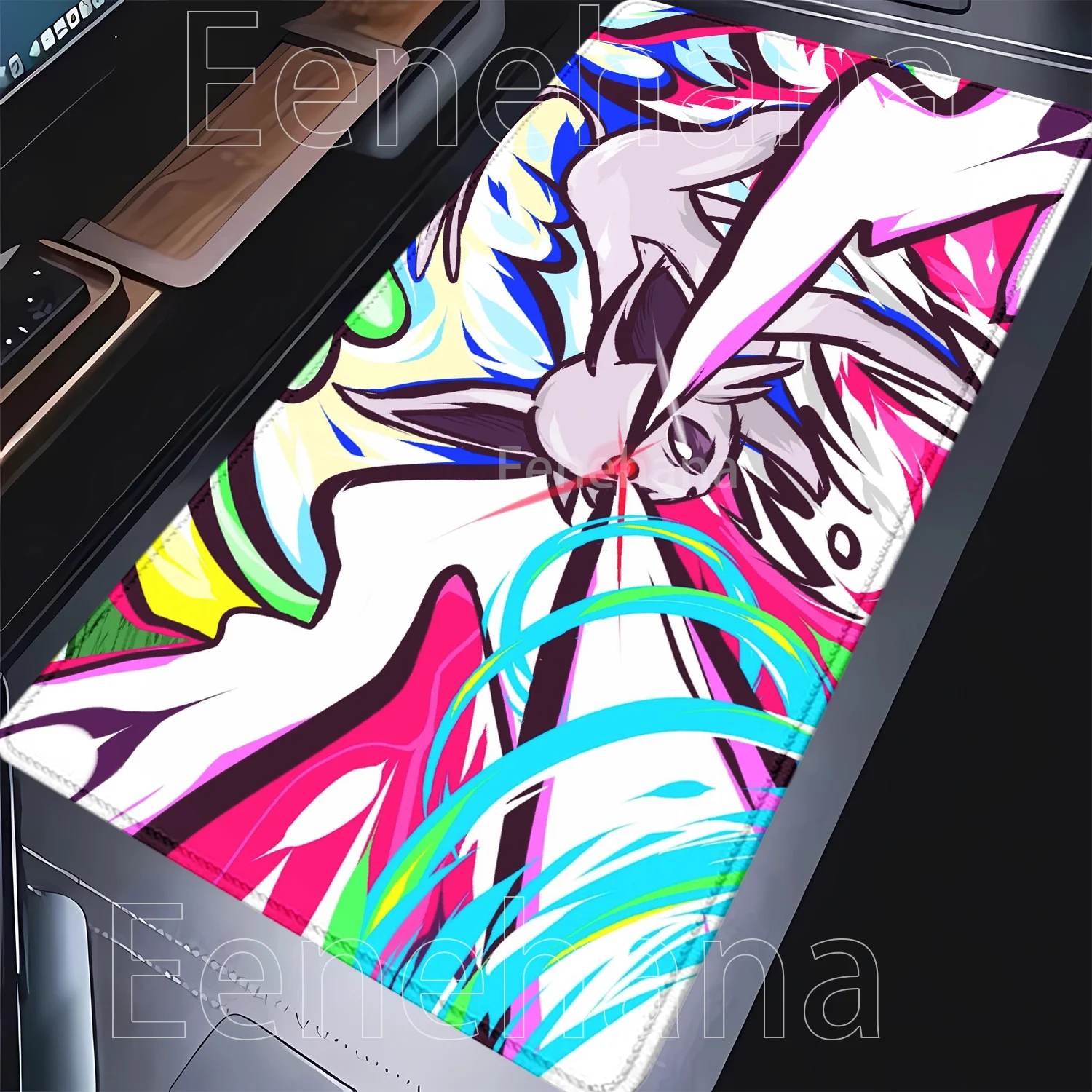 Gaming Mousepad Eevee Pokemon Larger Mouse Pad Kawaii Speed Keyboard Overlock Anime PC Office Non-slip HD Printing XXL Desk Mat