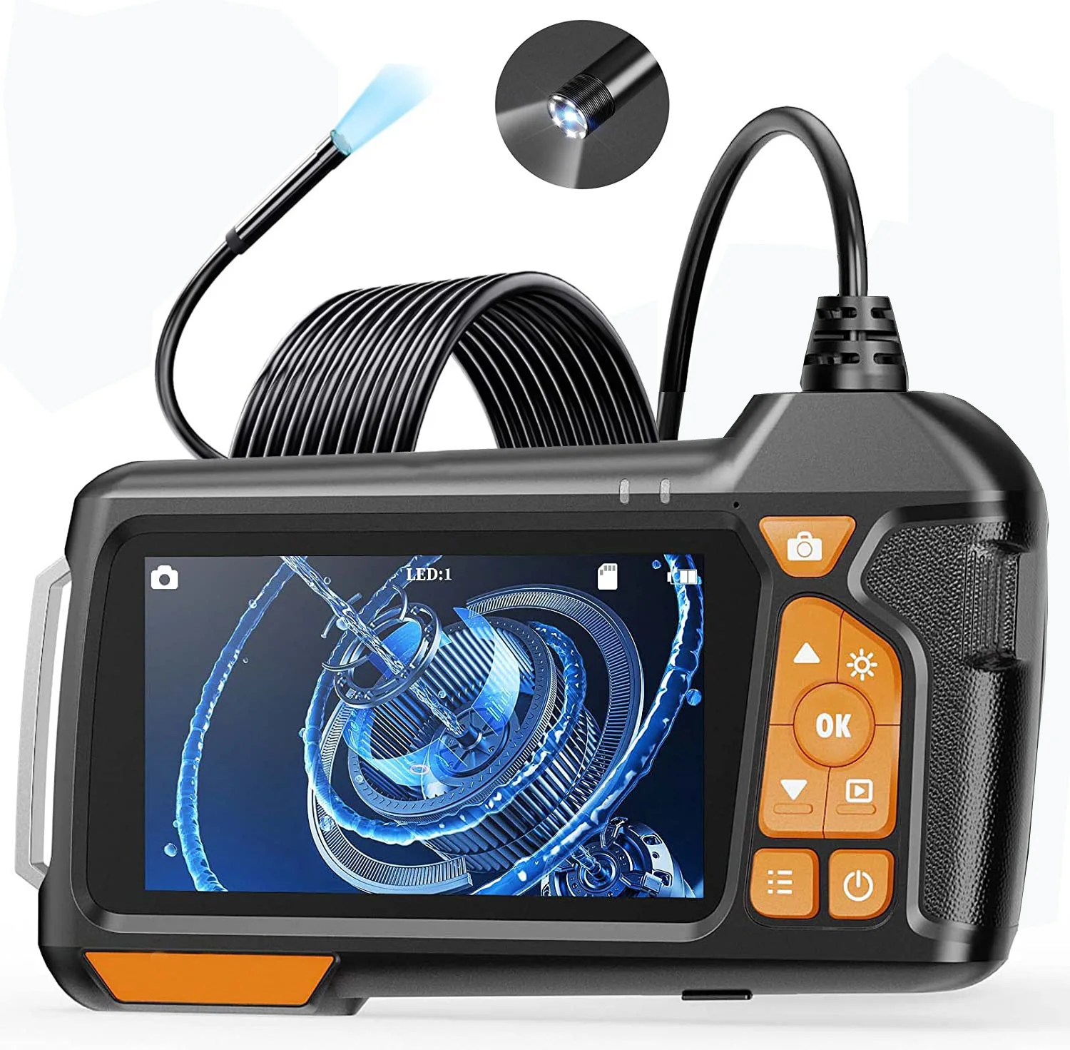 4.3Inch Screen 2MP 1080P Triple Lens Side-View Front View Industrial Endoscope CMOS Borescope Inspection Otoscope Microscope