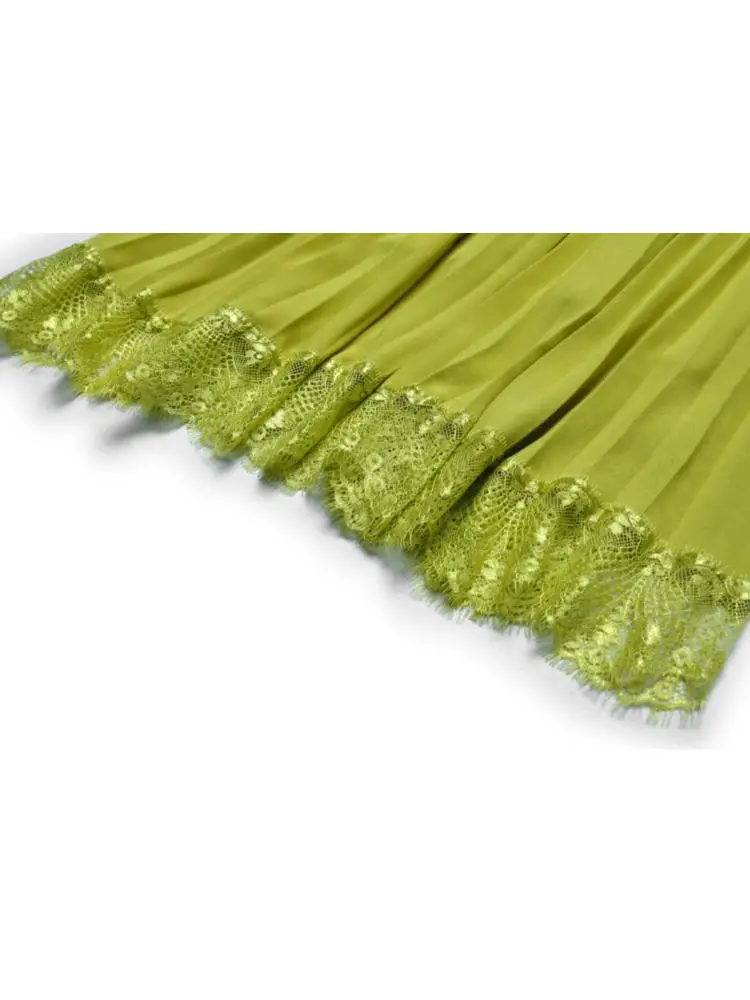 2025 verão moda crewneck manto em camadas babados plissado renda costura estilo princesa vestidos longos femininos