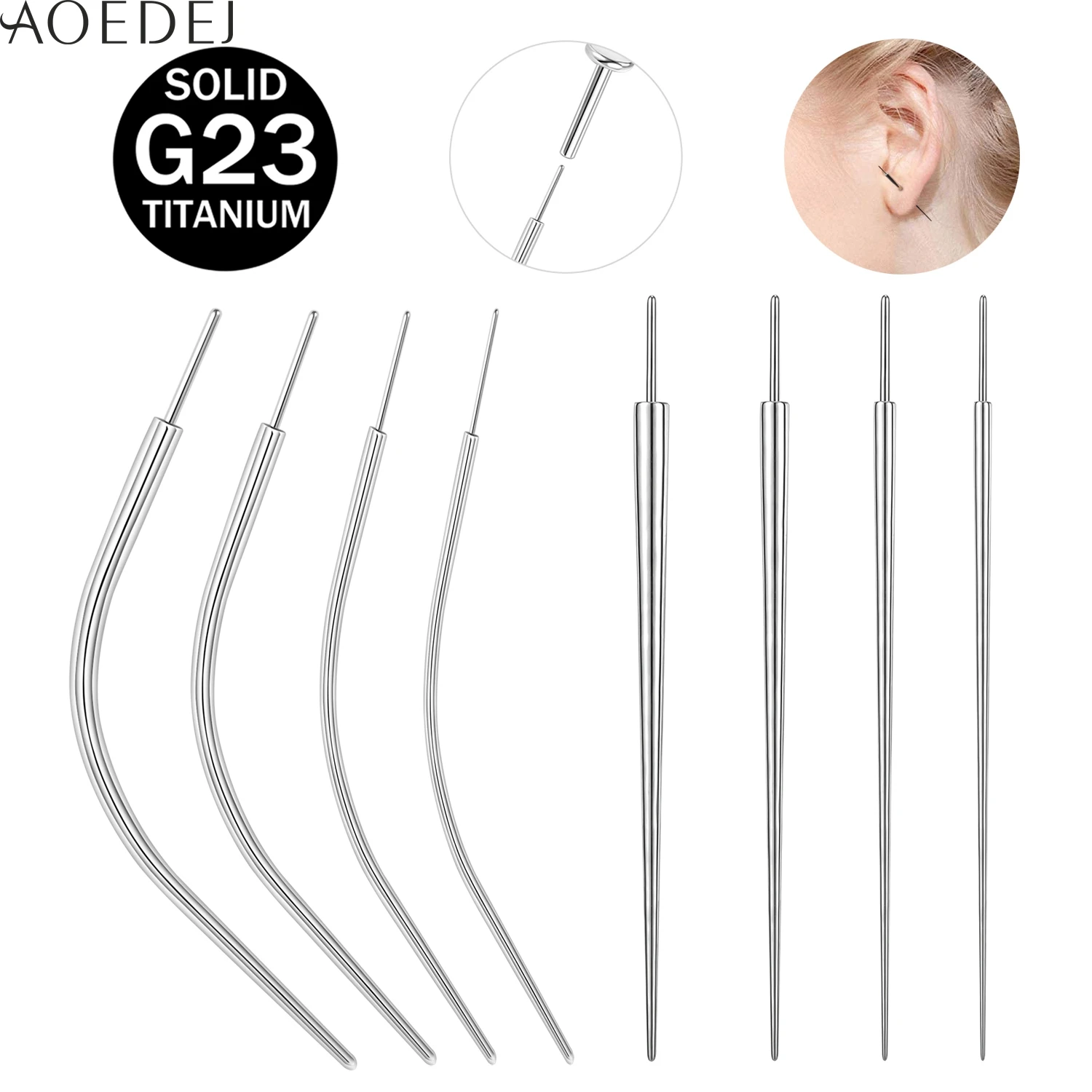 AOEDEJ 1 PC 0.8/1.0/1.2/1.6 มม.G23 ไทเทเนียมใส่ Pin Taper สําหรับเครื่องประดับเกลียว Tragus Helix Lip Nose Helix Piercing เครื่องมือ