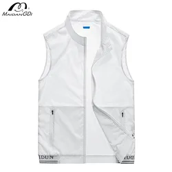 MaiDangDi Sleeveless Standing Collar Men's Vest Light Breathable Casual Mens Jacket Outdoor Sports Walking Male Skin Clothing