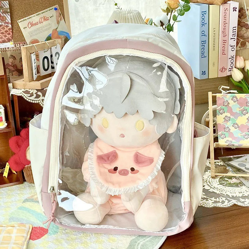 Dolls Clothes Bag Portable and Transparent Backpack for 40cm Idol Cotton Doll Outfit Accessories Girls Fans Collection Gift