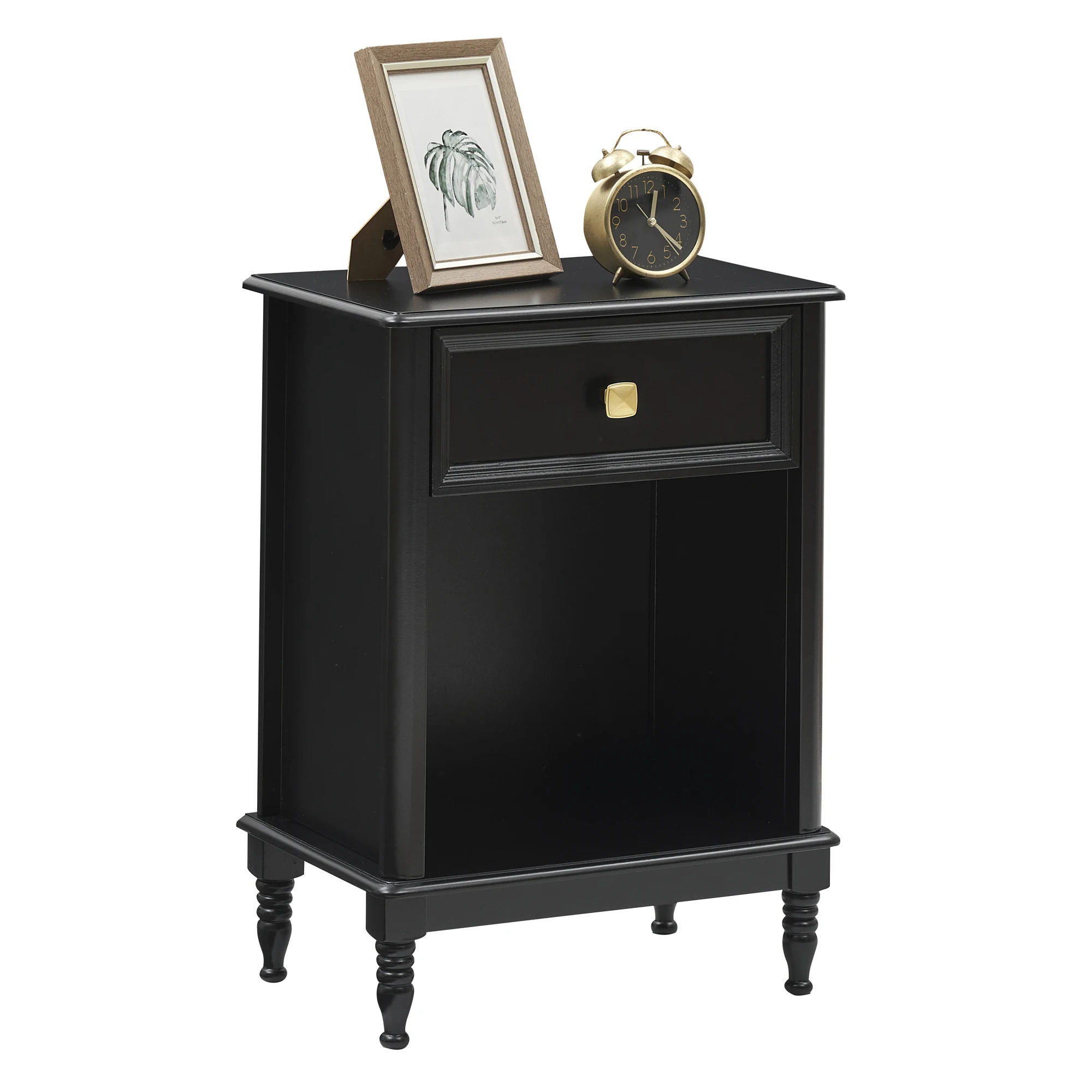 Nightstands, Small Wooden Bedside Tables with Storage Drawers, Ideal Table for Bedroom & Dorm, Easy to Assemble, Black