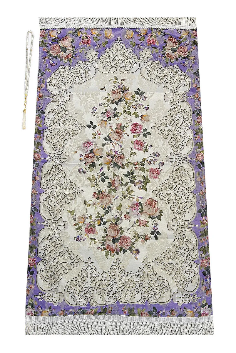 

FLOWER PATTERN of OTTOMAN MOTIF WITH LIMIT SÖNİL Prayer RUG LILAC Muslim Islam Sheet Prayer Mat Holy Quraan Islamic Mats