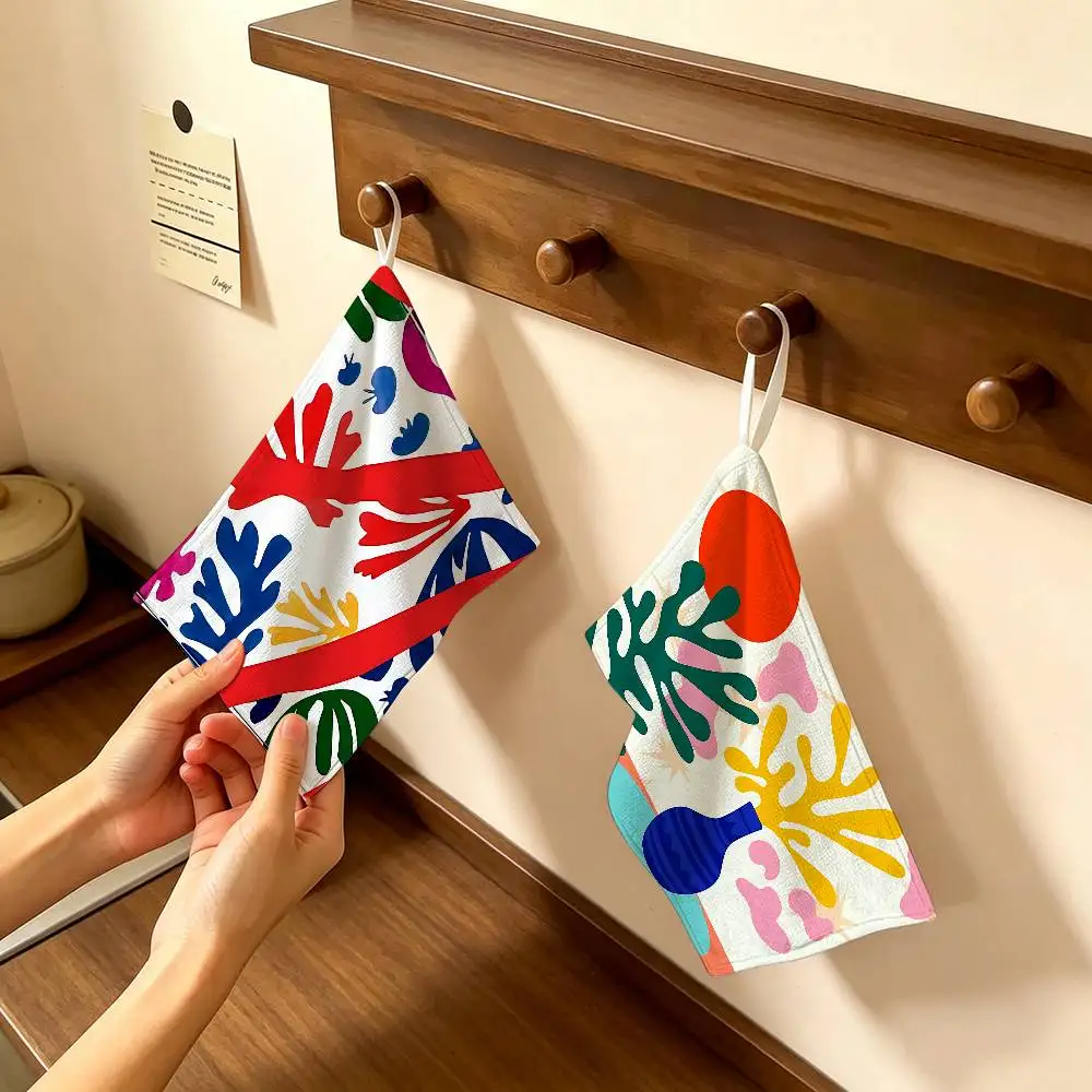 Henri Matisse Art Painting Hanging Kitchen Towel, Polyester Cotton Material, Wear Resistant Hand Wiping Towel for Home