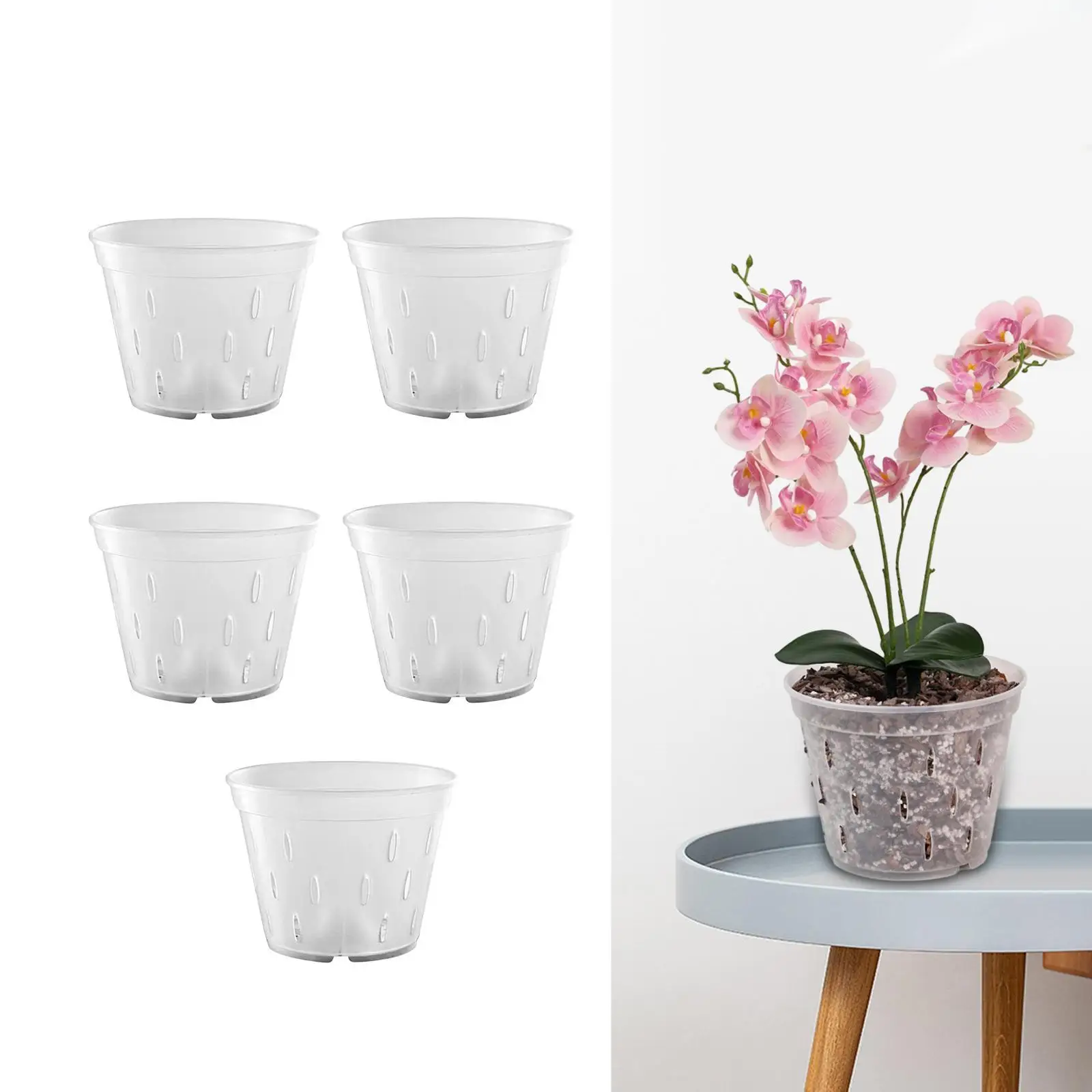 Clear Pots Plant Pot Breathable Slotted Transparent Clear Flower Pot with Holes