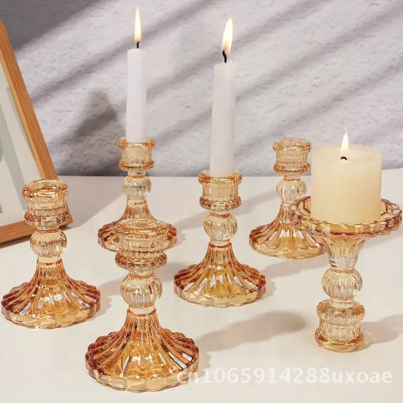 

Retro Creativa Glass Candlestick Longrod Wedding Party Dinner Festival Decoration Ins Ornaments Cross-border Kitchen Utensils