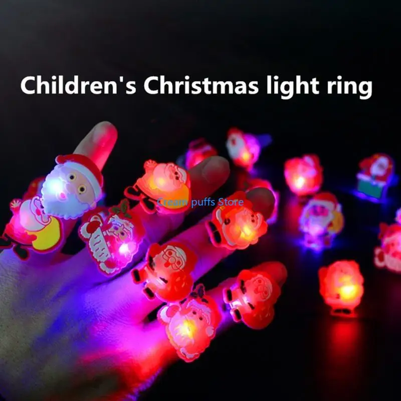 50LE Kids Halloween LED Ring 50x Flash Luminous Ring Trick or Treat Goody Bag Fillers