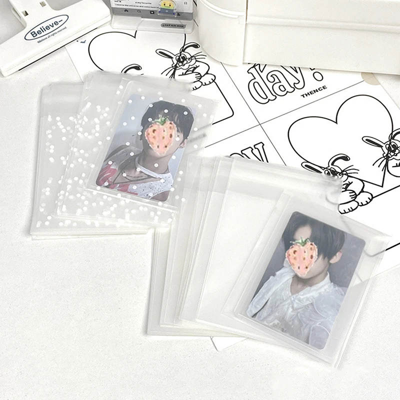 50Pcs/pack Transparent Star Self-adhesive Opp Bag Kpop Idol Photo Cards Protective Storage Bag Photocard Card Sleeves