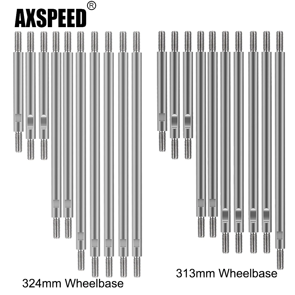 AXSPEED 10 Pcs/Set  Stainless Steel Link Rods Linkage Set for TRX-4 313/324mm Wheelbase 1/10 RC Crawler Car Upgrade Parts