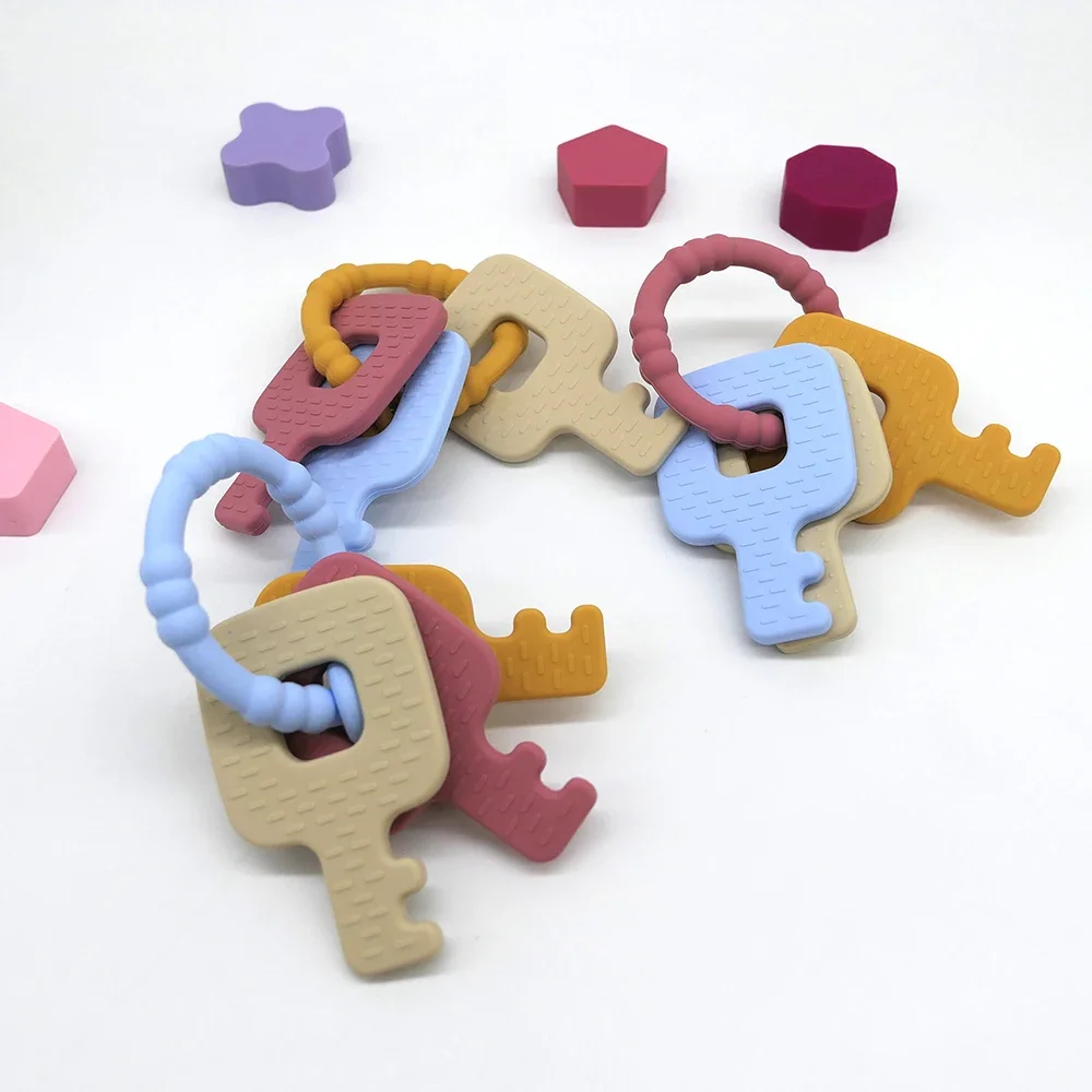 Llavero Montessori y mordedor sensorial, campana de cama, bola de silicona, juguetes para recién nacidos, regalos para niños, juegos en crecimiento