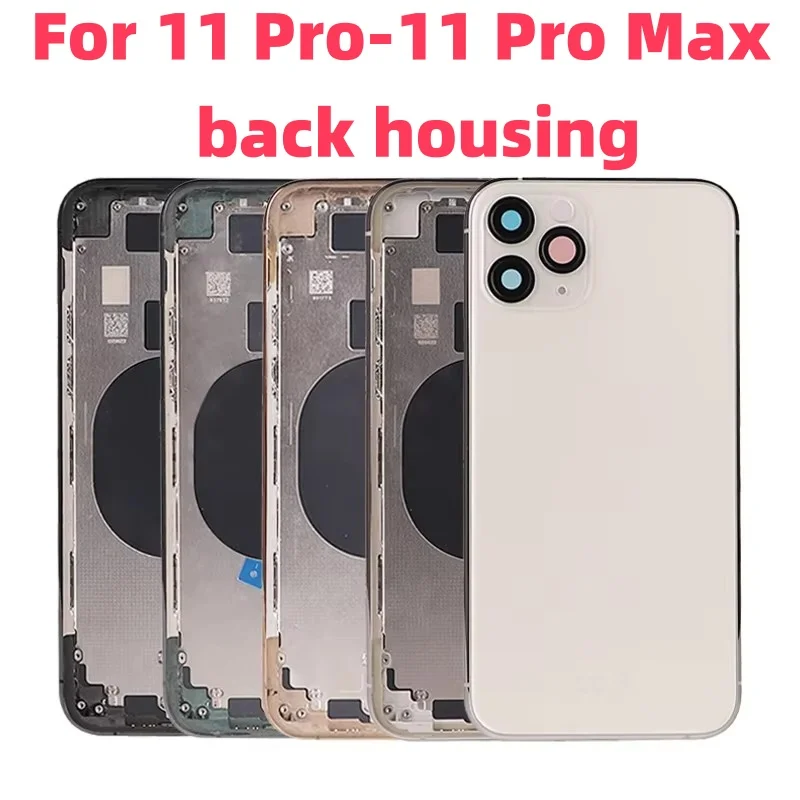 Back housing For iphone 11P-11 Pro Max Battery Back Cover Rear Door Middle Chassis Frame + SIM Tray Side Key Parts Housing  Case