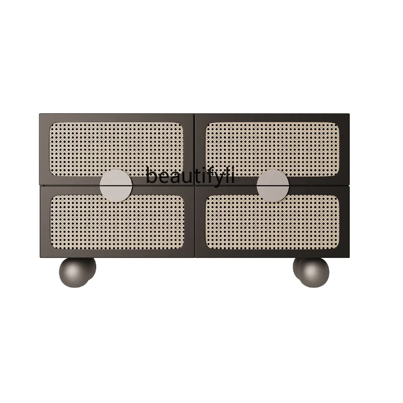 

xz1Rattan Chest of Drawers Modern Design Wall Storage Cabinet Living Room Bedroom Movable Storage Cabinet furniture