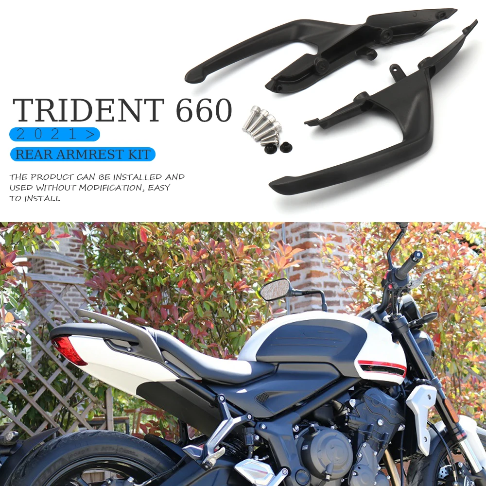 Trident Kit sandaran tangan belakang motor, sandaran tangan belakang motor aluminium 660, sandaran lengan untuk penumpang, 660 2021 dan 2023