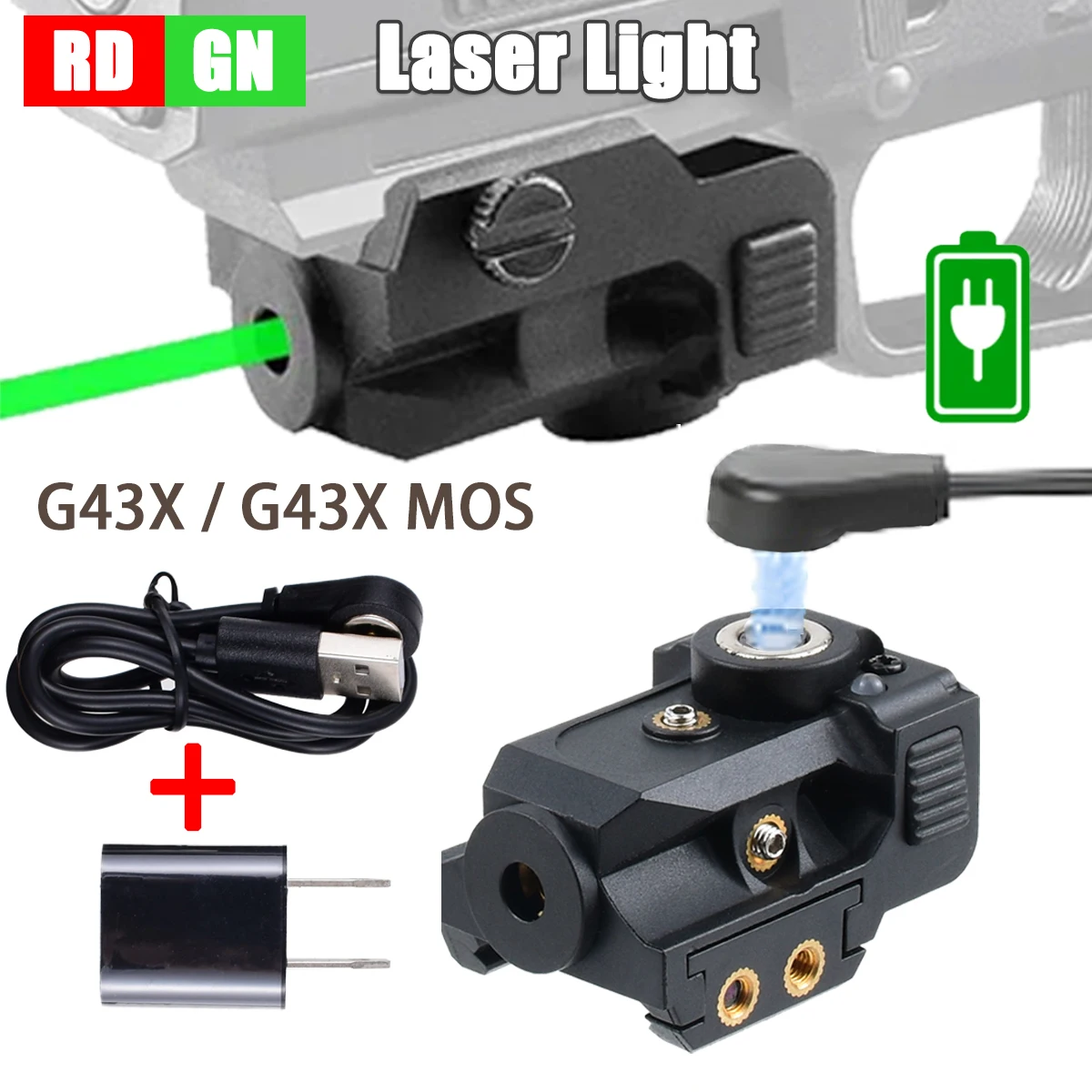 

Тактический компактный лазерный фонарь G43X MOS с красным/зеленым лазером для G19 Taurus G43X 20 мм, для охоты, самообороны и тренировок