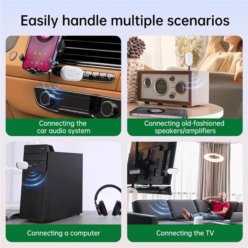 Eccellente-2 In 1 Bluetooth 5.4 Ricevitore Audio Trasmettitore Adattatore Wireless Con Microfono 3.5MM AUX Musica Stereo Per Auto Kit TV PC