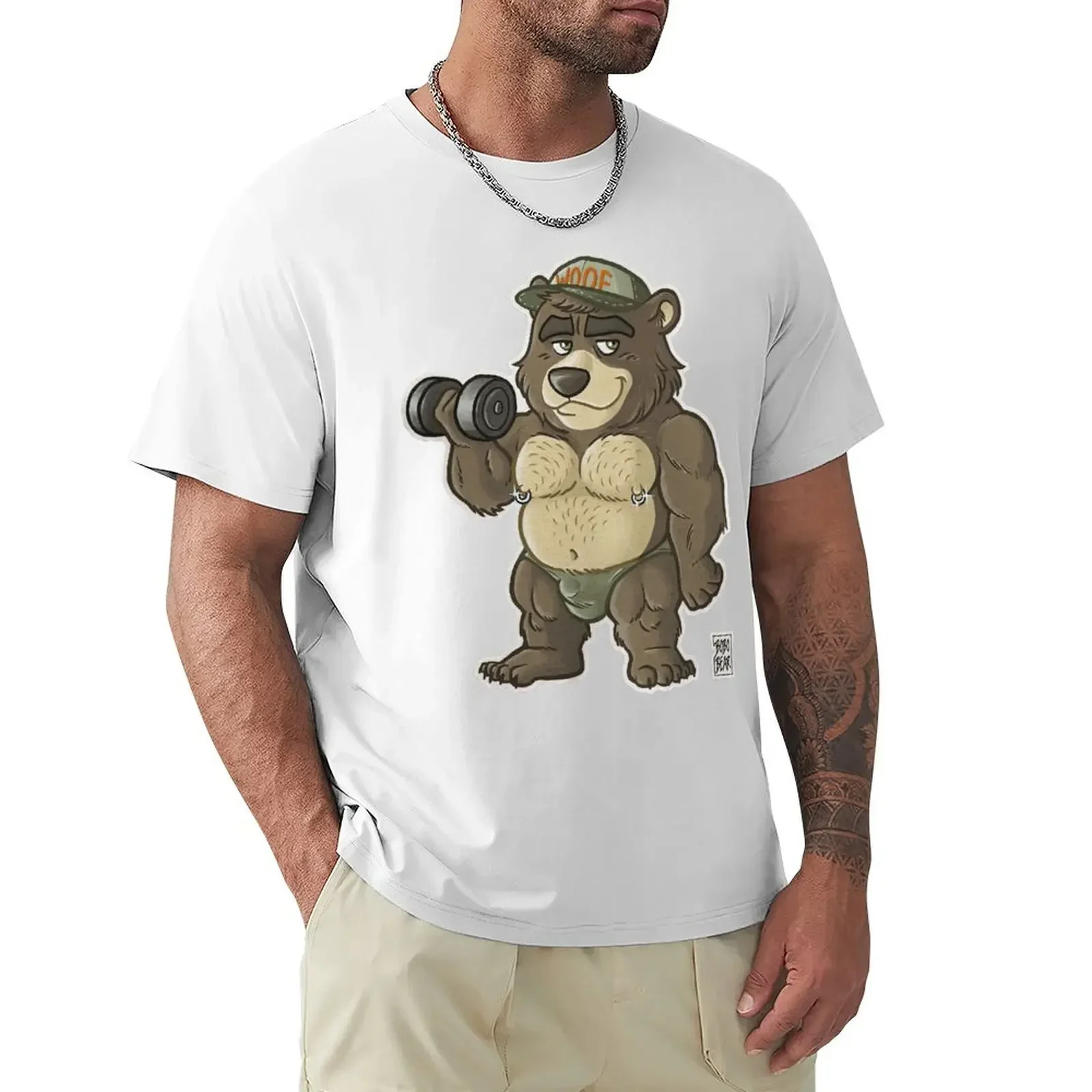 100% Cotton Graphics heavyweight sweatshirt Tops Casual Thicc Bear Animals Strong Wildlife  Shirt Harajuku Short Sleeve T-shirt