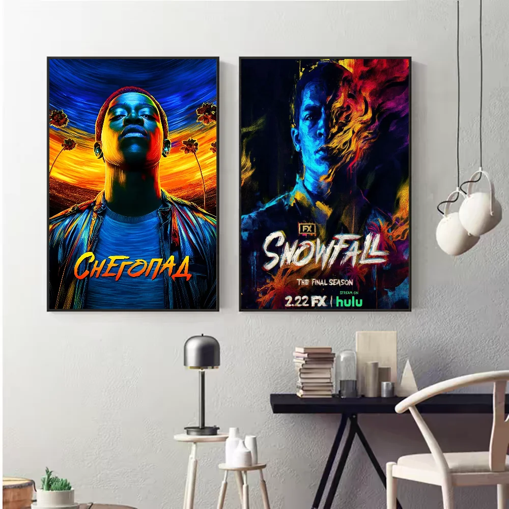 ورقة بيضاء ملصق التلفزيون تساقط الثلوج ، ملصق جودة عالية ، لوحة فنية جدارية ، ديكور غرفة الدراسة