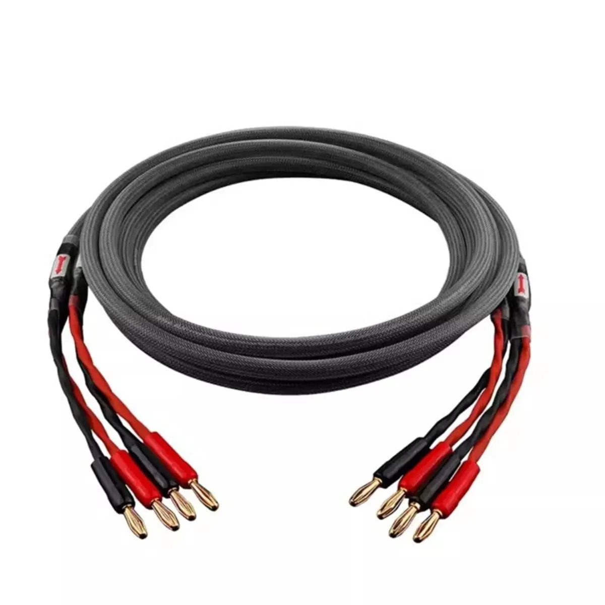 A49T 1 Pair HiFi Speaker Cable High Purity 6N OFC Core Banana to Banana Male Gold Plug Horn Cable for Amplifier Speaker