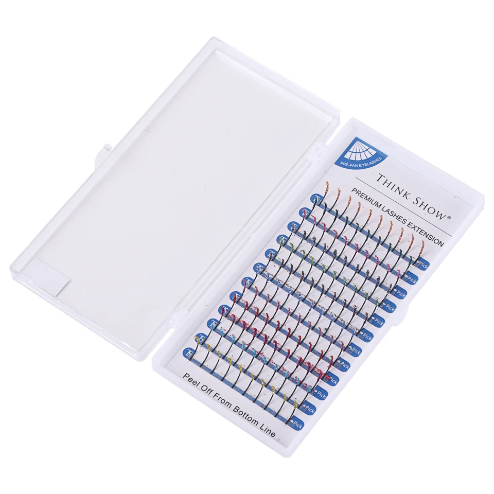 THINKSHOW Glitter Individual Eyelash Extension Color Cilias Mix Rainbow Colors Eyelashes Cosplay Party Lash Makeup Tool