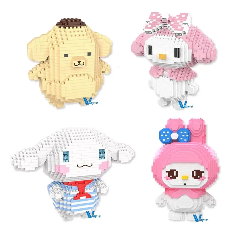 

Kawaii Sanrio My Melody Micro Building Blocks Cinnamorol Assembled 3D Cartoon Purin Model Mini Brick Figure Toys For Kid Gift