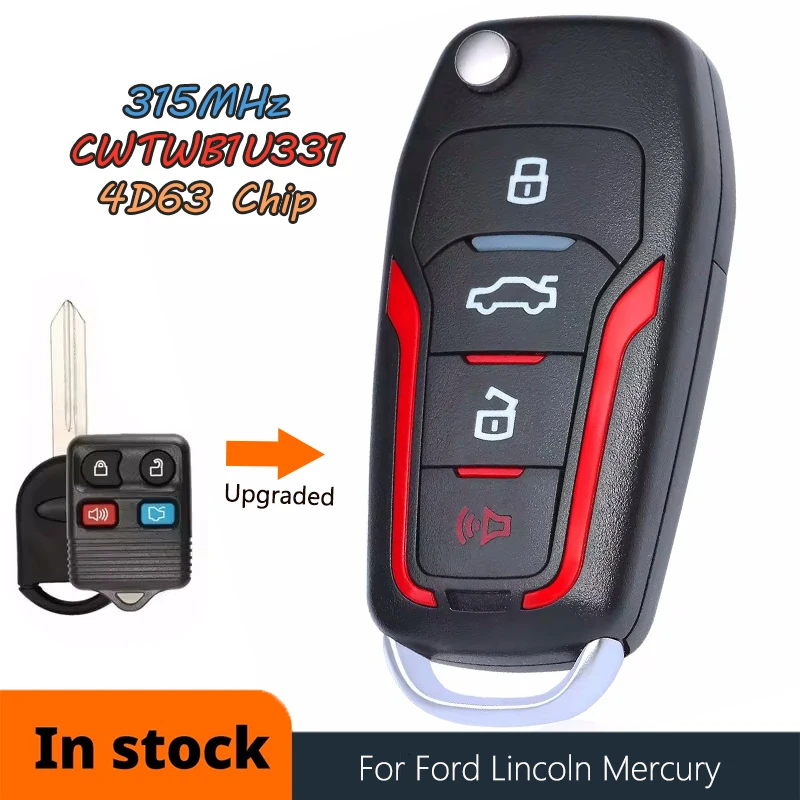 

DIYKEY CWTWB1U345 CWTWB1U331 CWTWB1U322 Обновленный флип-ключ дистанционного управления 315 МГц 4D63 80 бит чип для Ford Mustang Explorer F-150 F-250