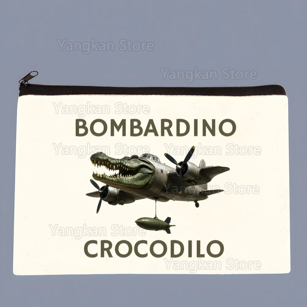 

Italian Brainrot Makeup Bag Tralalero Tralala Canvas Bag Tung Tung Tung Sahur Bombardiro Crocodilo Shopping Wallet