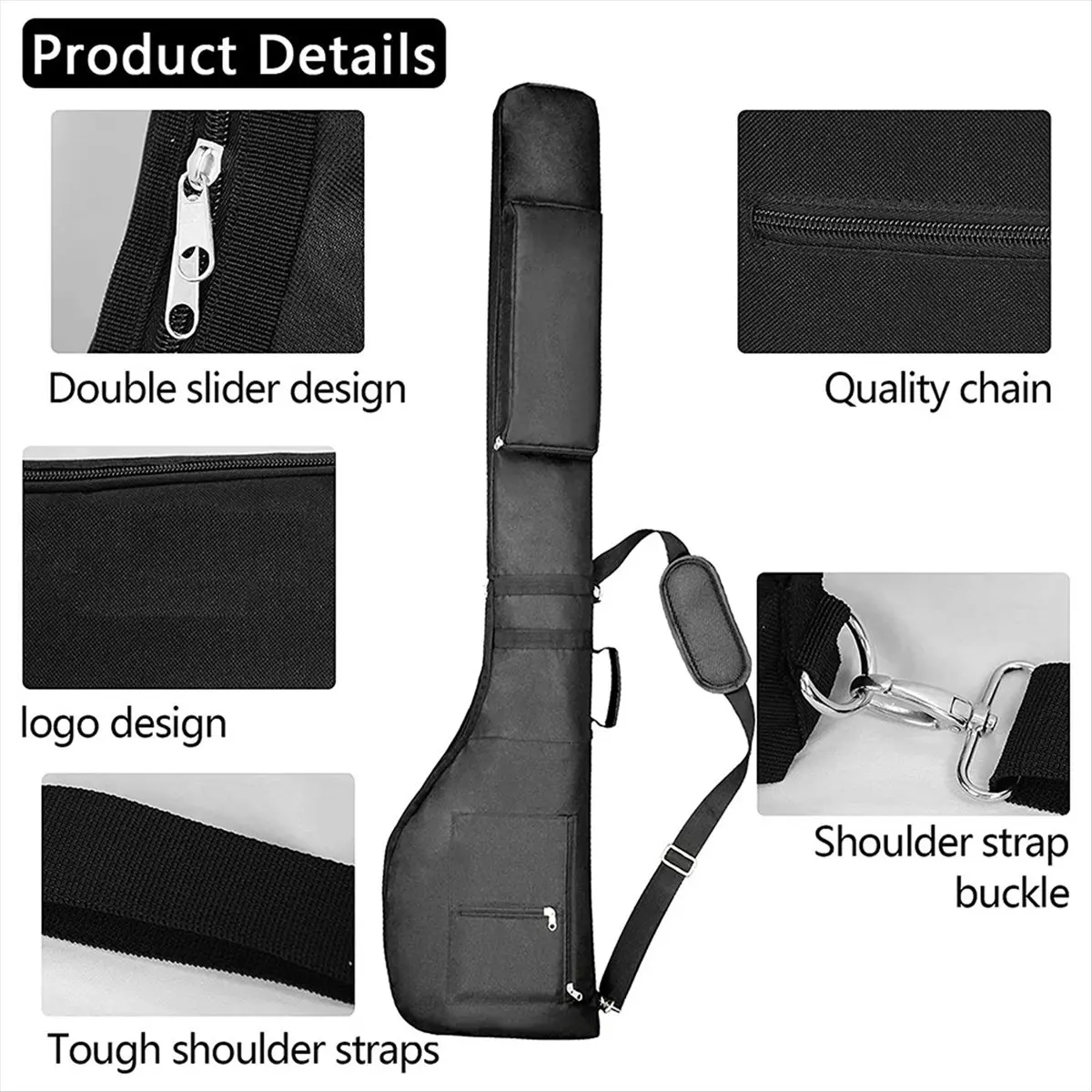 Fits for Small Golf Bags, Golf Bag, Sun Day Golf Carry Bag Foldable for Driving Range, Practice Clubs Black