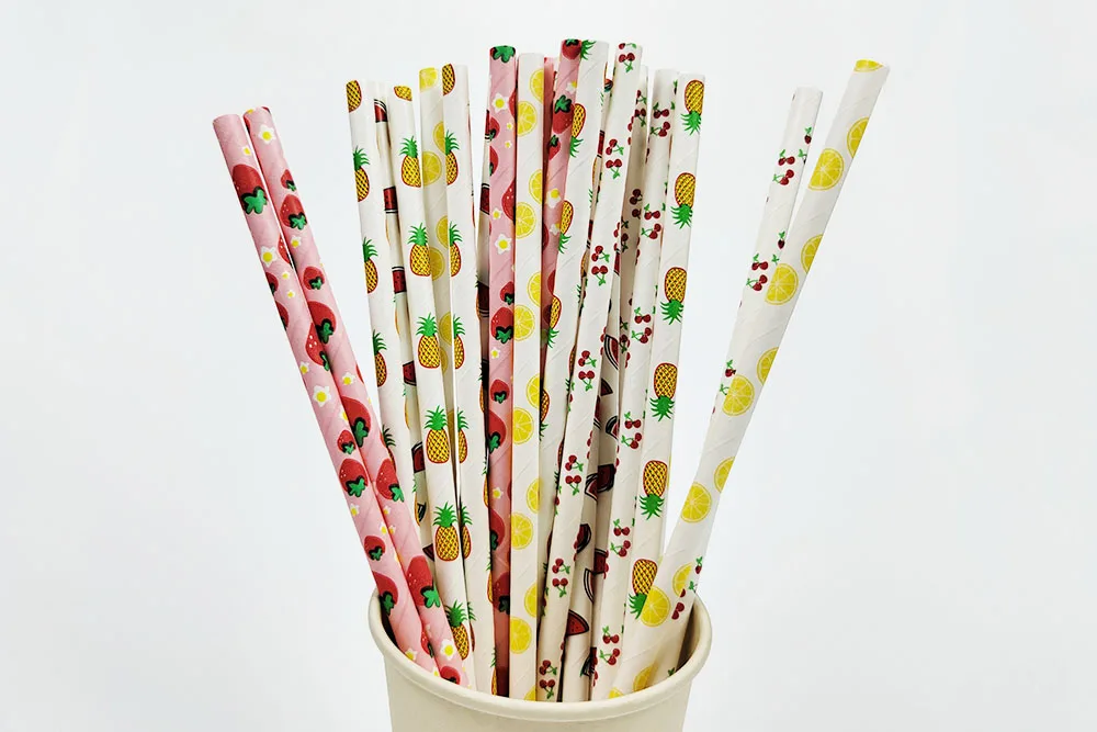 25Pcs Obst Papier Strohhalme Ananas Erdbeere Zitrone Trinkhalme Kreative Geburtstag Hochzeit Party Decor Liefert Baby Dusche – Detail 2