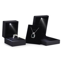 Luxury Pendant Box Square Wedding Ring Case Jewelry Gift Box with LED Light for Proposal Engagement Wedding Ring Box