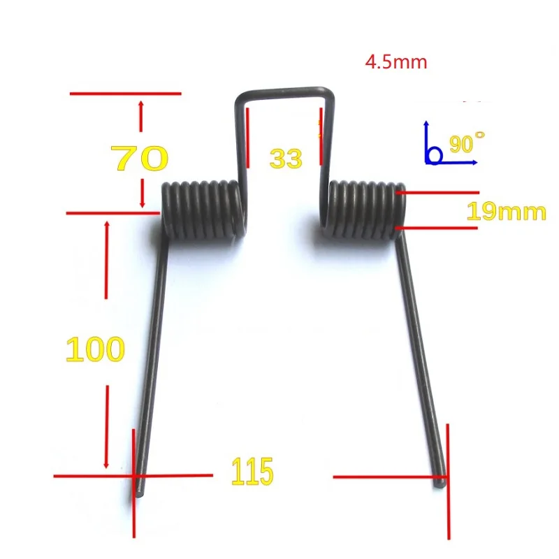 2PCS Right angle 90 180 270 degree Double torsion spring Large torsion spring wire diameter 3.5mm 4.5MM