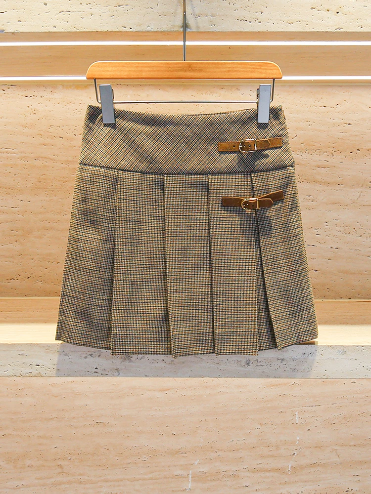 SIVOS High-End Women's ort Pleated Skirt Autumn College Sle Cheered f-length Skirt High Waist A-Line Silhouette