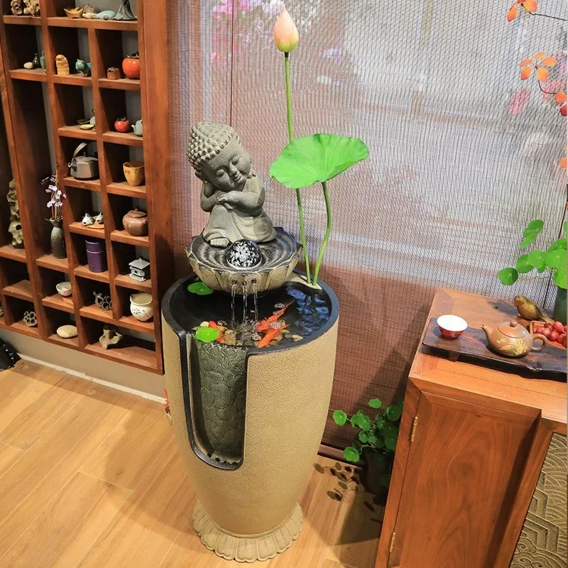 FX-17 new Chinese-style floor-to-ceiling flowing water ornament indoor living room TV cabinet next to Zen circulating  landscape