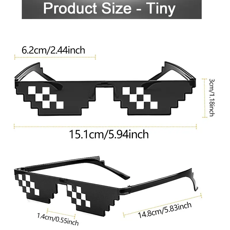 1-24Pcs Funny Pixel mosaic sunglasses Kids Men Women adult black Mosaic Pixel Glasses Photo Props Birthday Party Cosplay