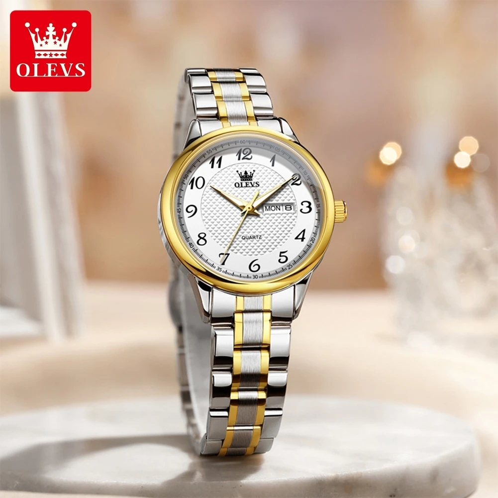 

OLEVS Womens Watch 5667 Simple Gold Imported Movement Quartz Wristwatch Waterproof Day Date Watches For Women Luxury Gifts Box