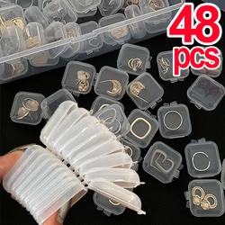 4-48pcs Mini Plastic Storage Box Transparent Square Box Earrings Jewelry Storage Case Small Square Box Jewelry Organizer Package