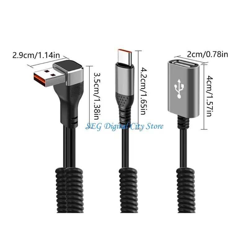 U75B Spring Coiled USB Cable Supporting 66W Charging and Fast Speed Data Transfer