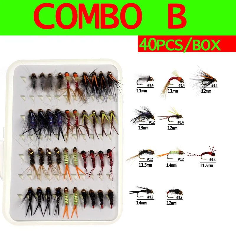 Vtwins Fishing Fly Set Kit Prince Nymphs Zebra Midge Larvae Expoxy Buzzer Stonefly Caddis Copper John For Tourt Fishinng Flies