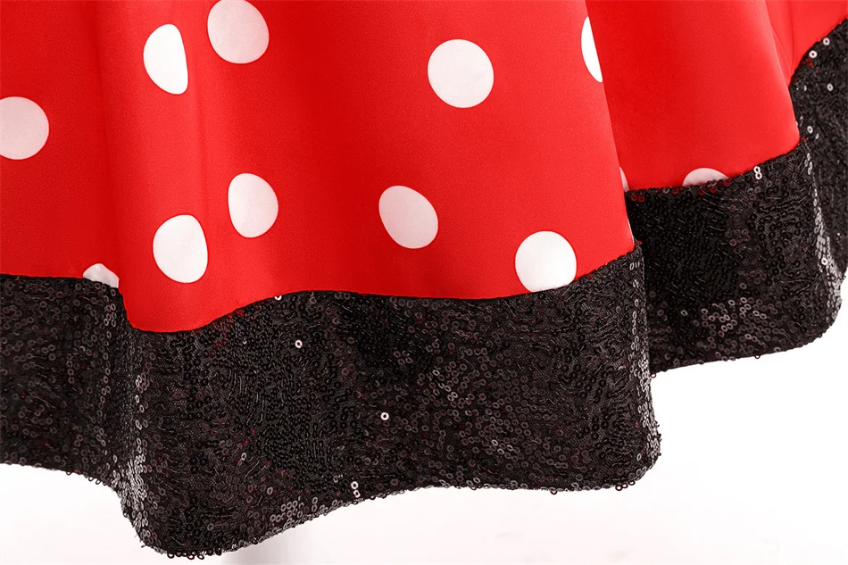 Mädchen Polka Dot Prinzessinnenkleid Baby Festliches Geburtstagsparty-Outfit Kleinkind Minnie Cosplay Karneval Halloween Aufführungs-Kostüme – Detail 9