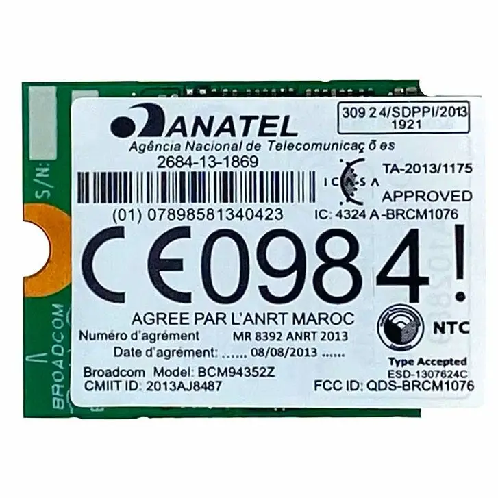 Dual band Wireless BCM94352Z WIFI Card Hackintosh NGFF M.2 1200Mbps Bluetooth4.0 NGFF 802.11ac Wlan Adapter DW1560