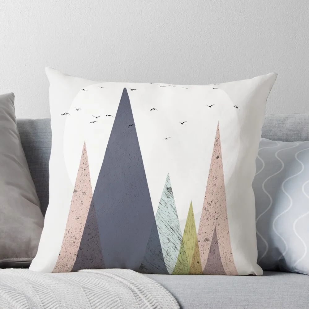 Mid-Century Scandinavian Mountains Throw Pillow Room decorating items christmas cushions covers