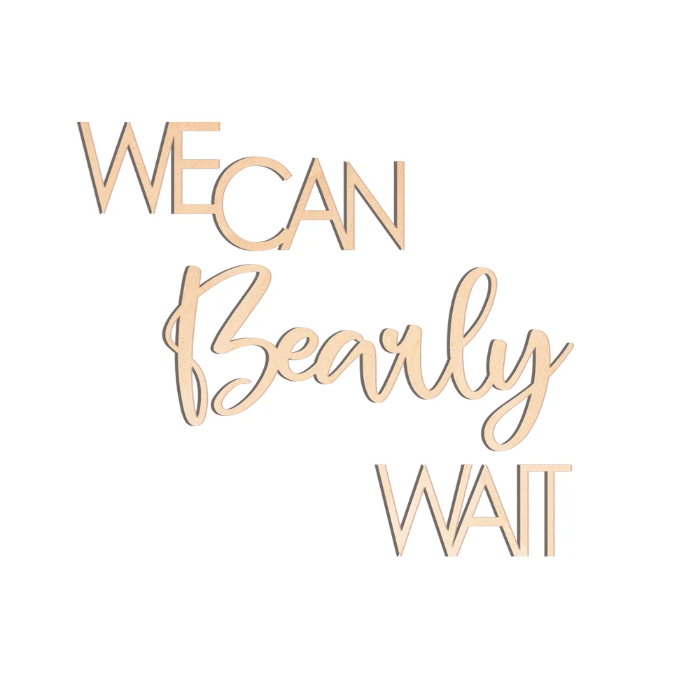 

We Can Bearly Wait Wooden Sign - Teddy Bear Baby Shower Backdrop, Gender Reveal Party Decor, Room Decoration Wall Art